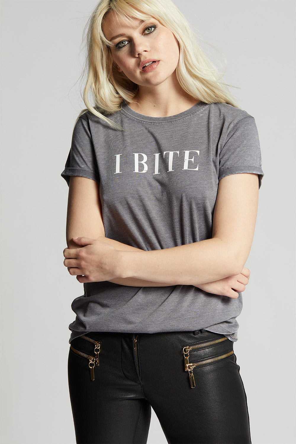 I Bite Gray Fitted Tee