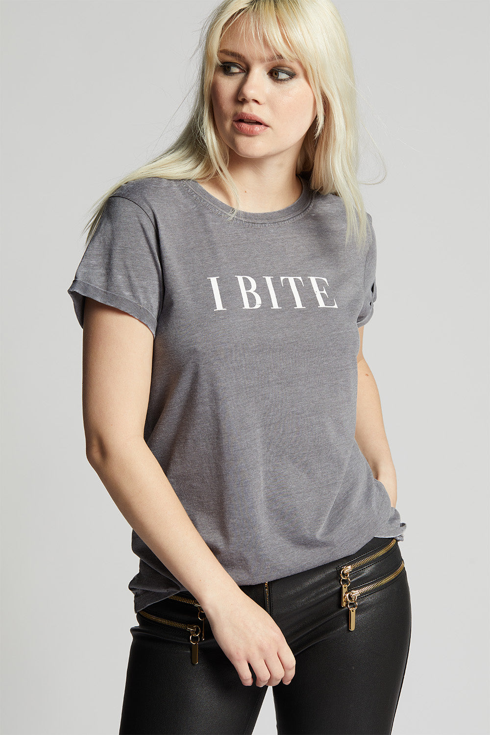 I Bite Gray Fitted Tee