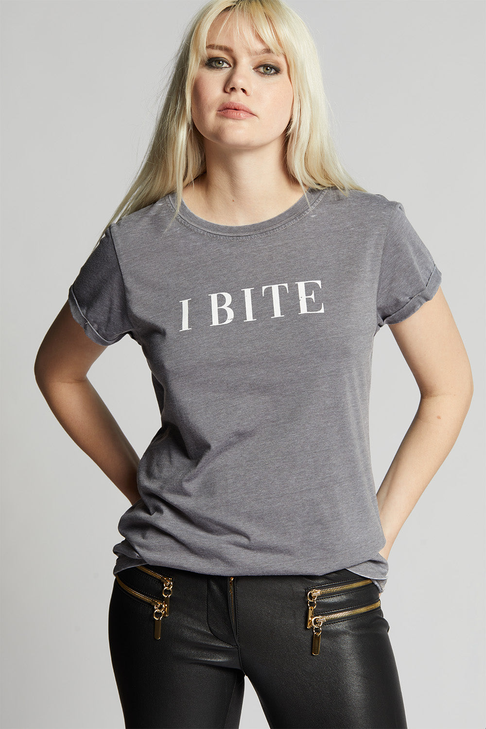 I Bite Gray Fitted Tee
