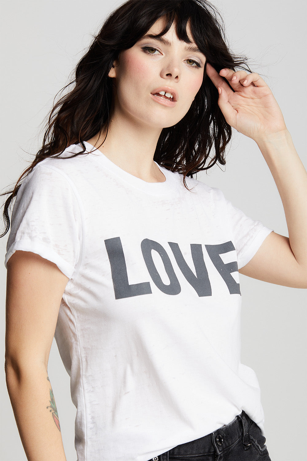 Love White Fitted Minimalist Statement Tee
