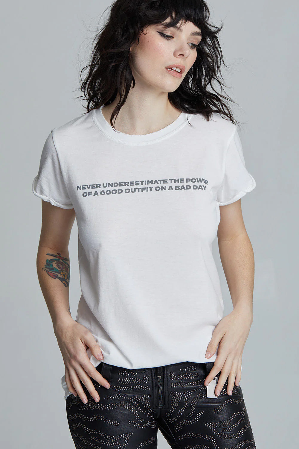 Women's Good Outfit Bad Day T-shirt in White