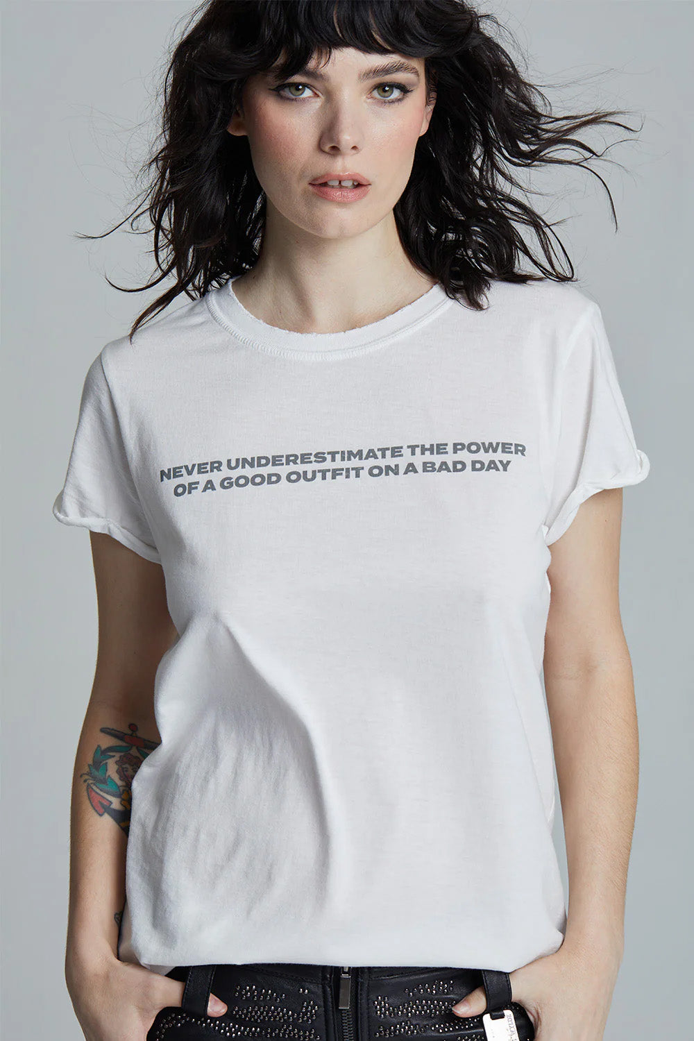 Women's Good Outfit Bad Day T-shirt in White
