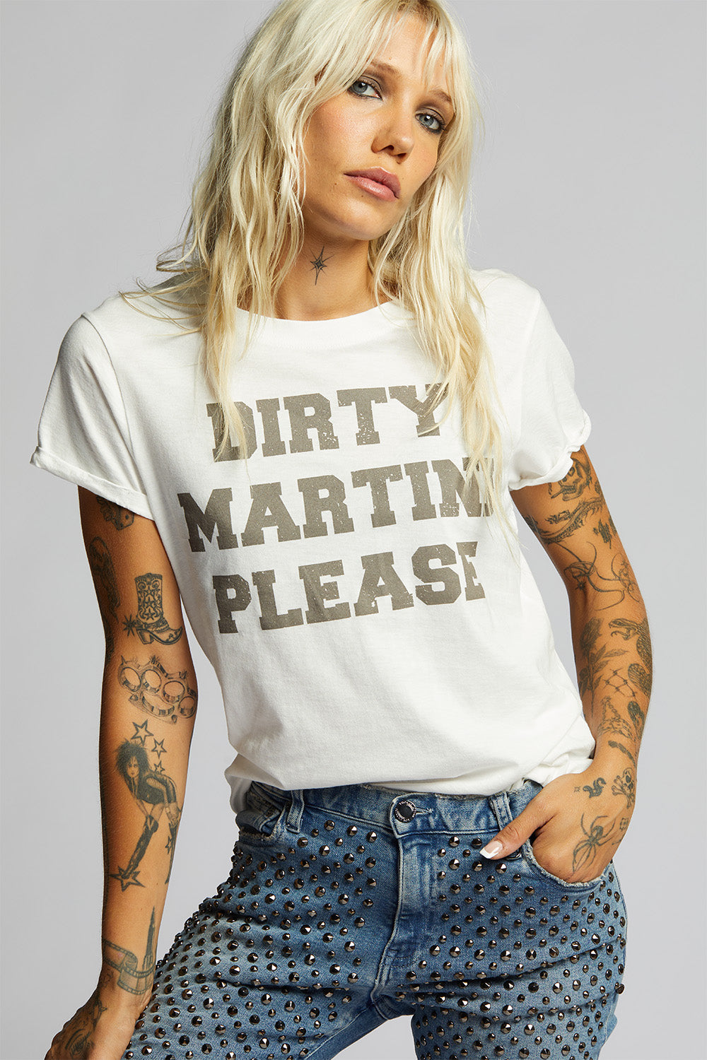 Dirty Martini Please White Statement Tee