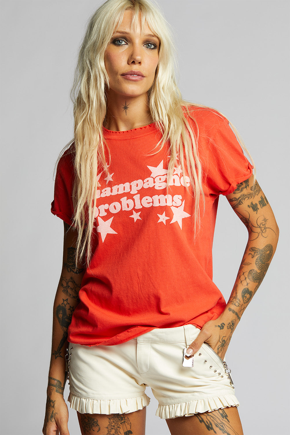 Women's Champagne Problems T-shirt in Paprika