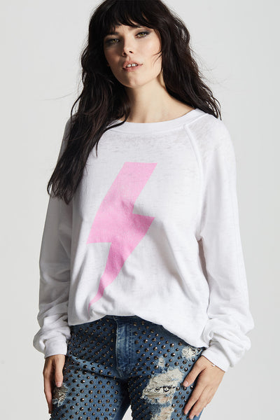 Licensed AC/DC Bolt Rock Out White Oversized Sweatshirt – Recycled