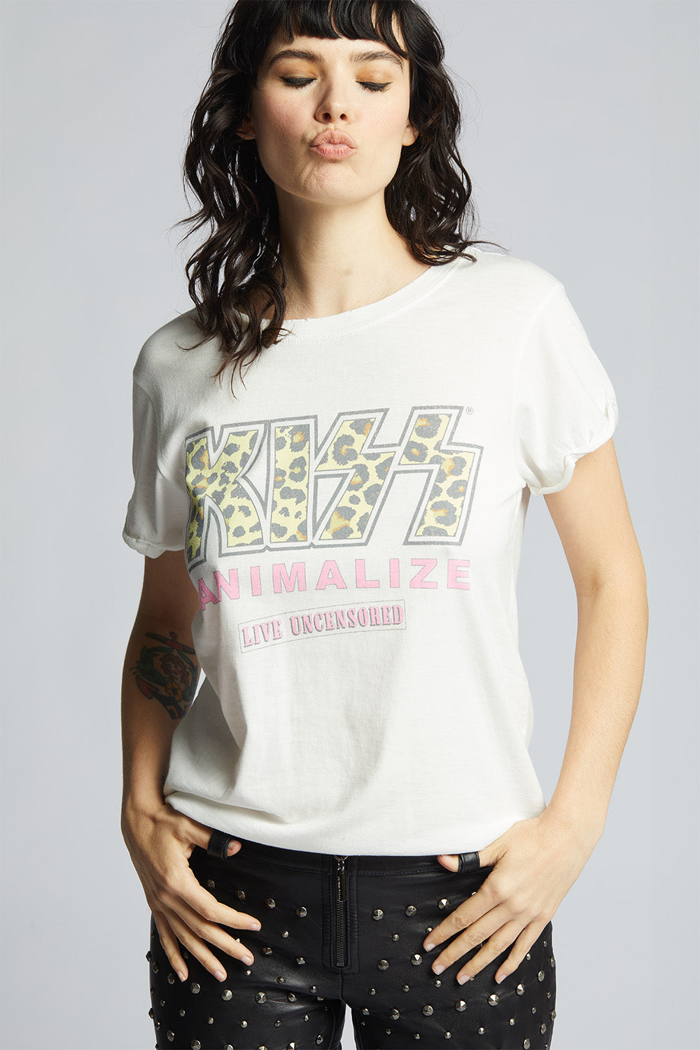 KISS Animalize Uncensored Tour White Vintage Tee