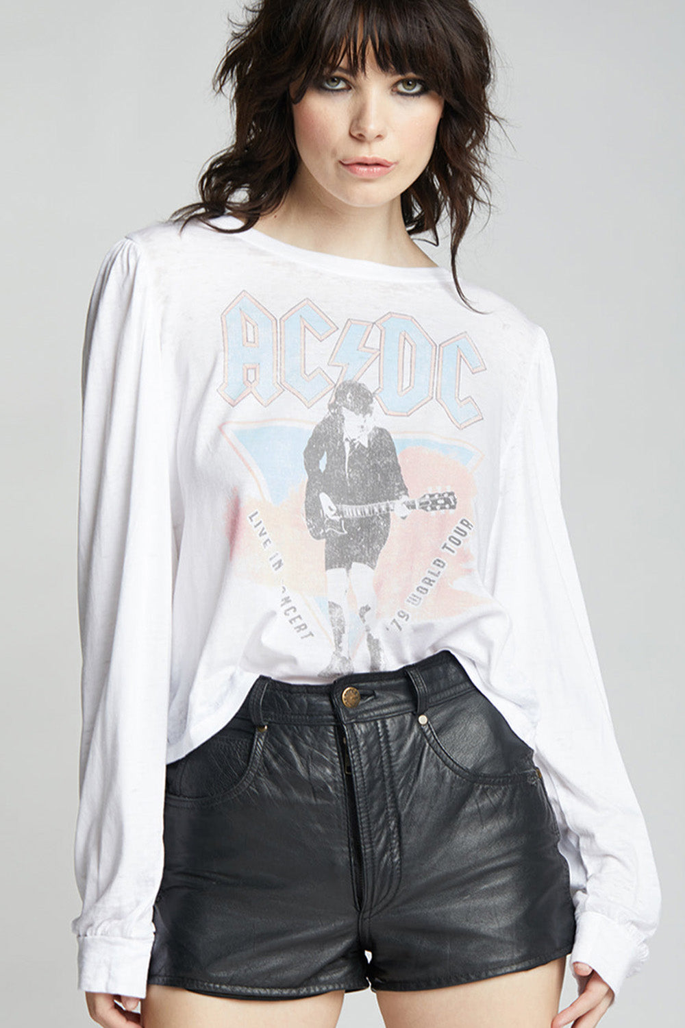 AC/DC 1979 World Tour Vintage Graphic Puff Sleeve