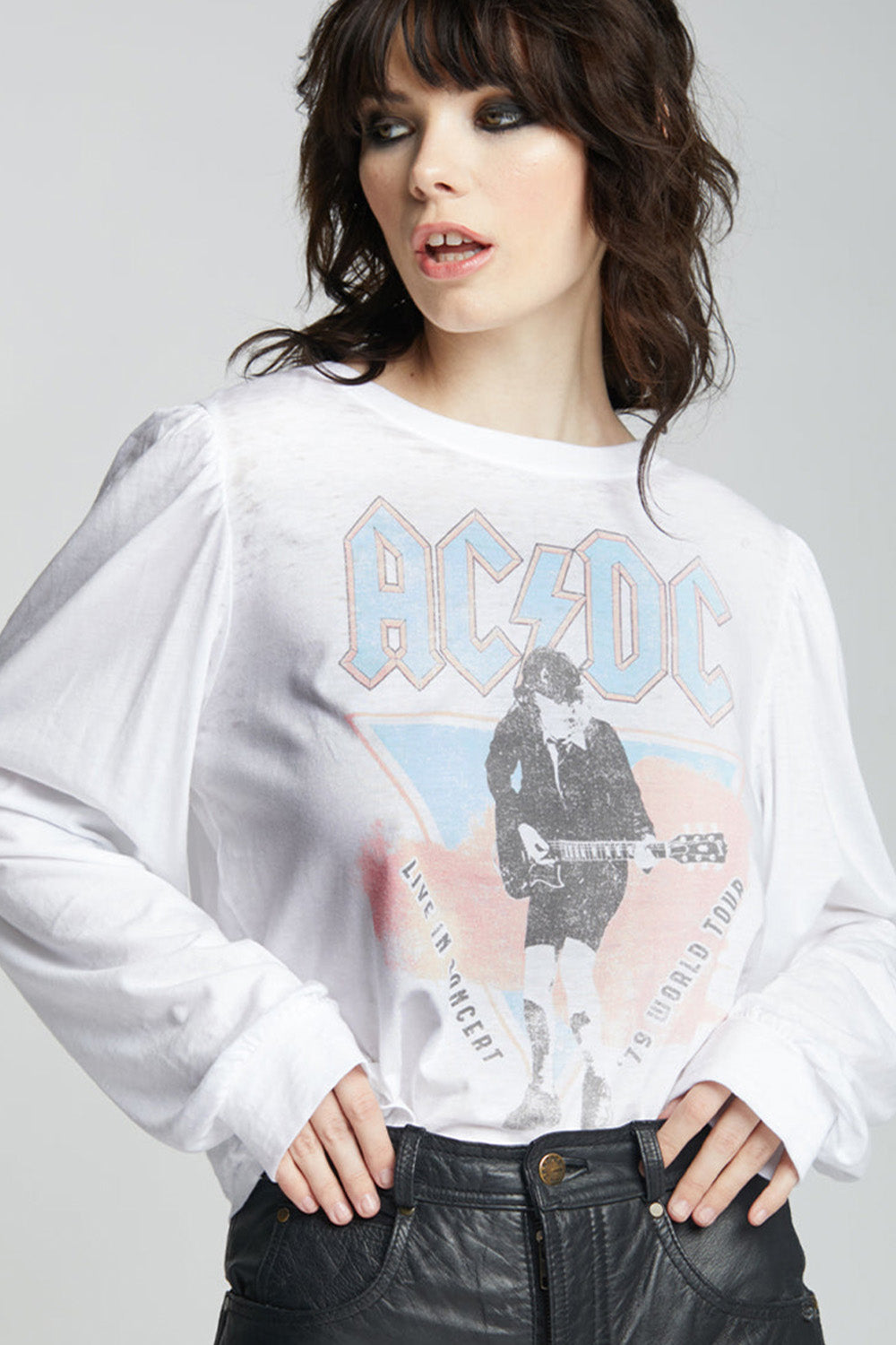 AC/DC 1979 World Tour Vintage Graphic Puff Sleeve