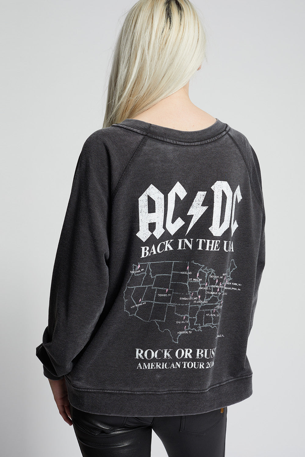AC/DC Back In Black Tour Oversized Graphic Sweatshirt