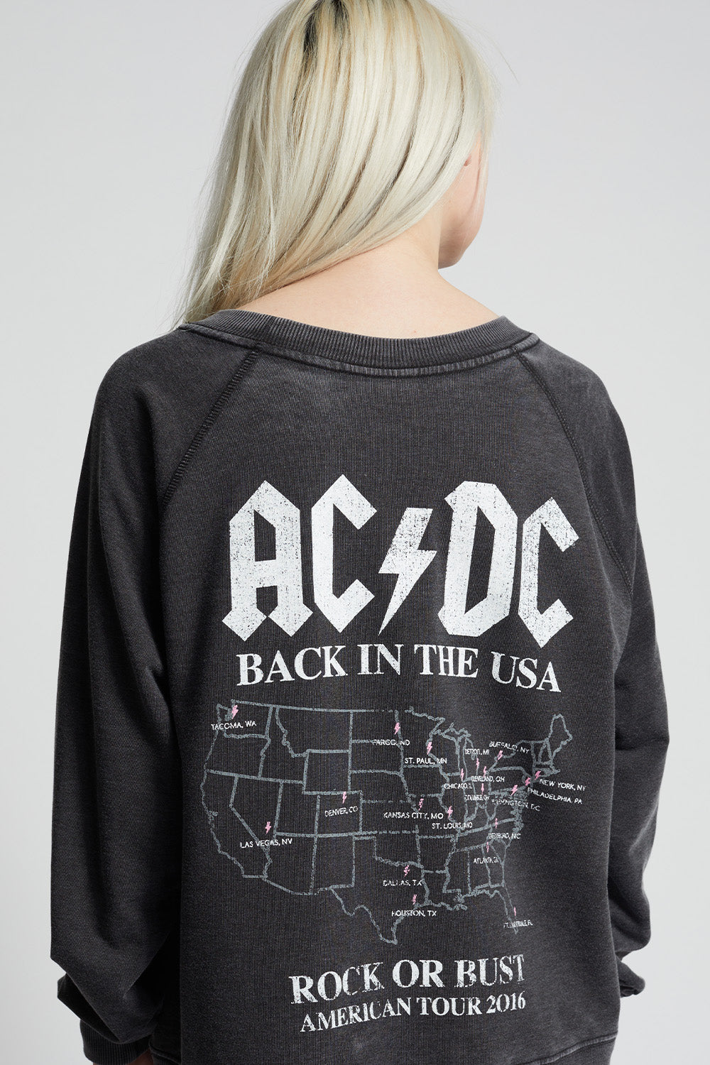 AC/DC Back In Black Tour Oversized Graphic Sweatshirt