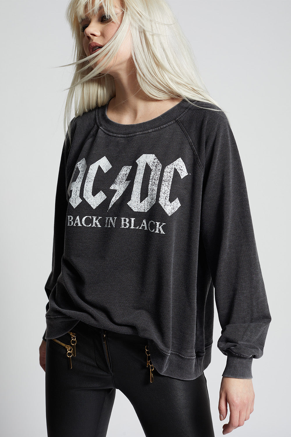 AC/DC Back In Black Tour Oversized Graphic Sweatshirt