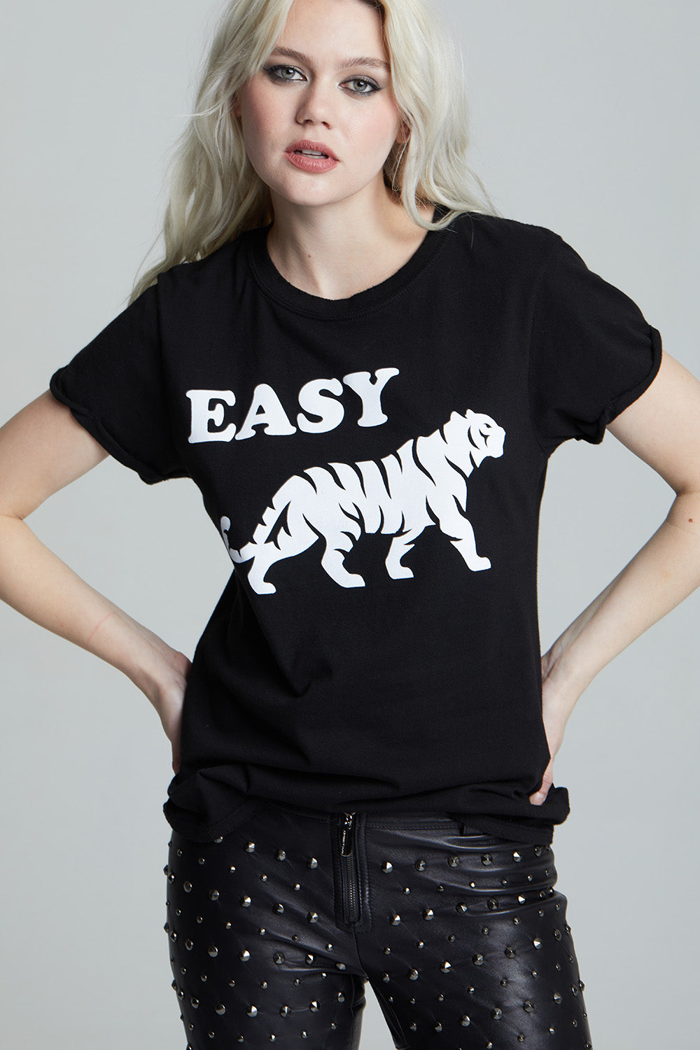 Women's Easy Tiger T-shirt in Black with tiger graphic