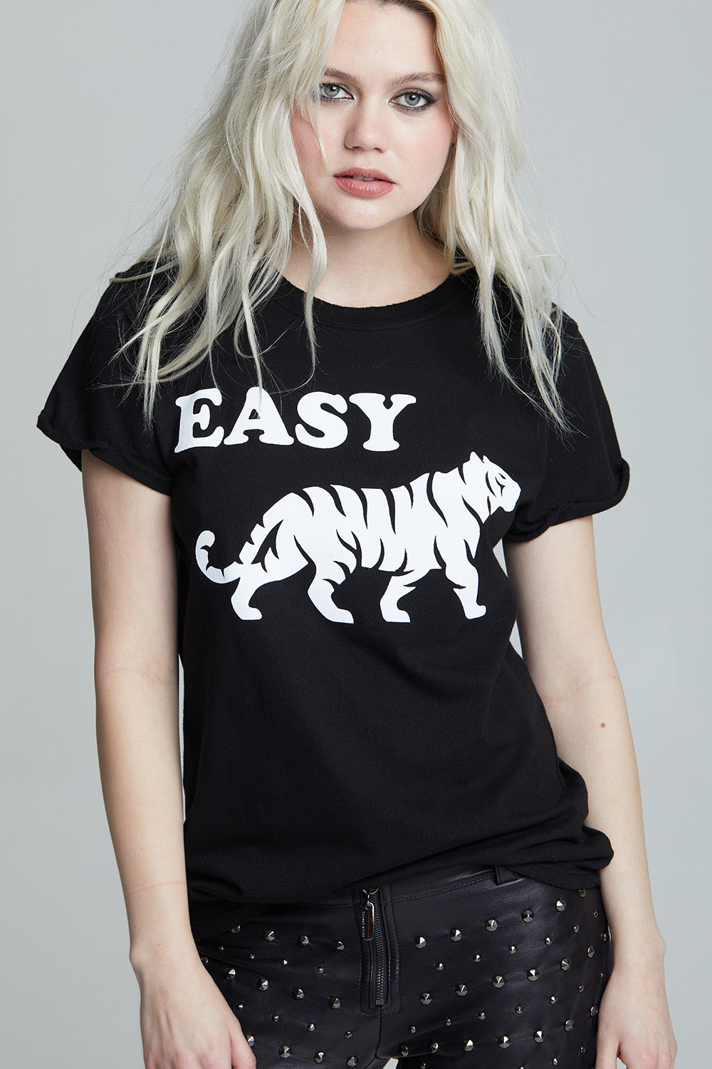 Women's Easy Tiger T-shirt in Black with tiger graphic