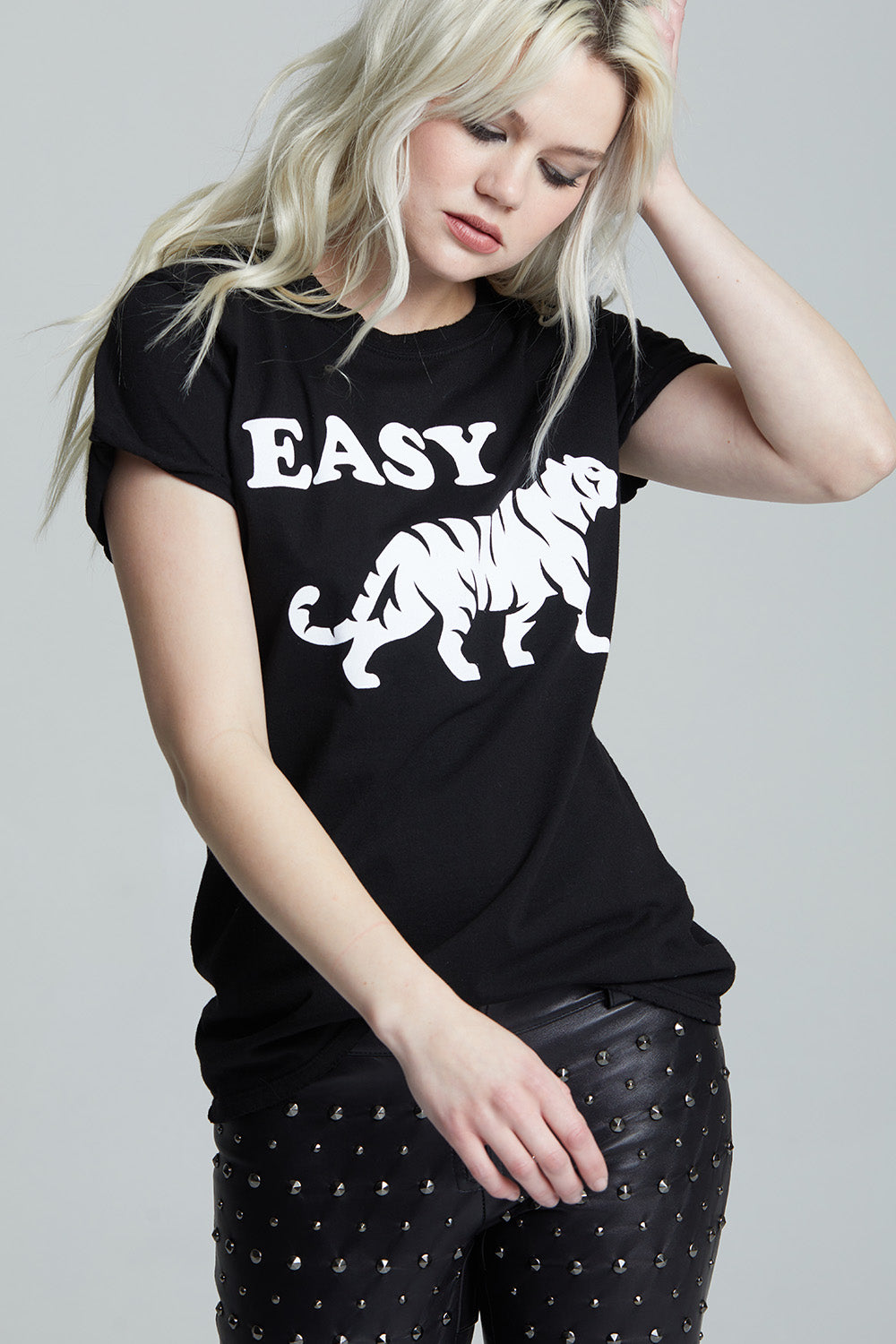 Women's Easy Tiger T-shirt in Black with tiger graphic
