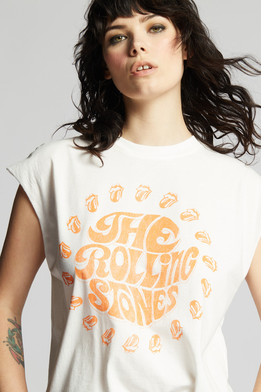 The Rolling Stones Vintage Cut Sleeve Band Tee
