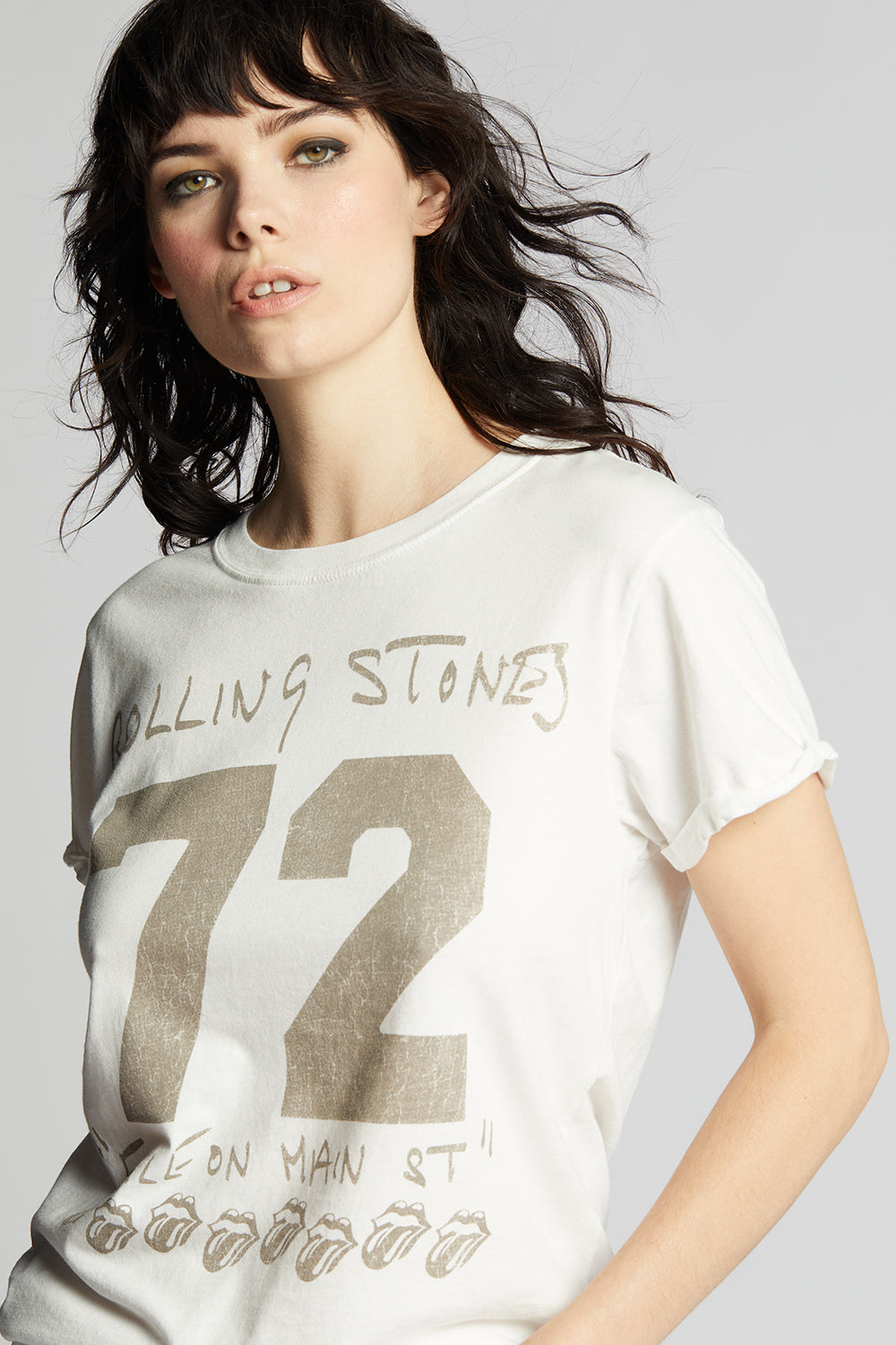 Women's Rolling Stones 1972 T-shirt in White with iconic album graphics