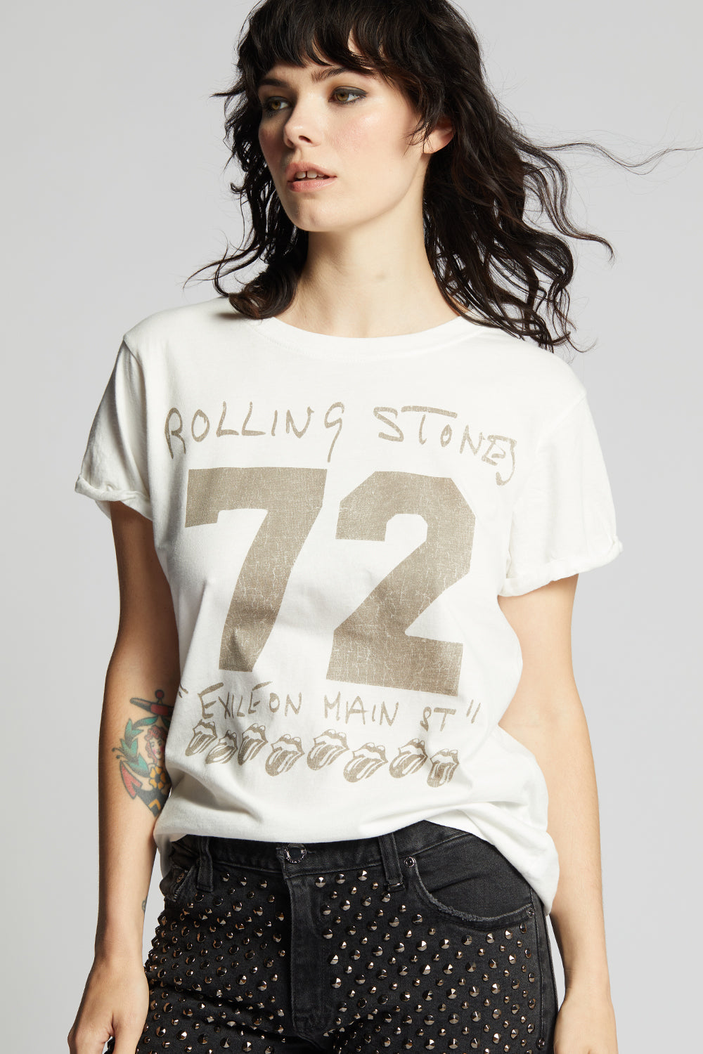 Women's Rolling Stones 1972 T-shirt in White with iconic album graphics