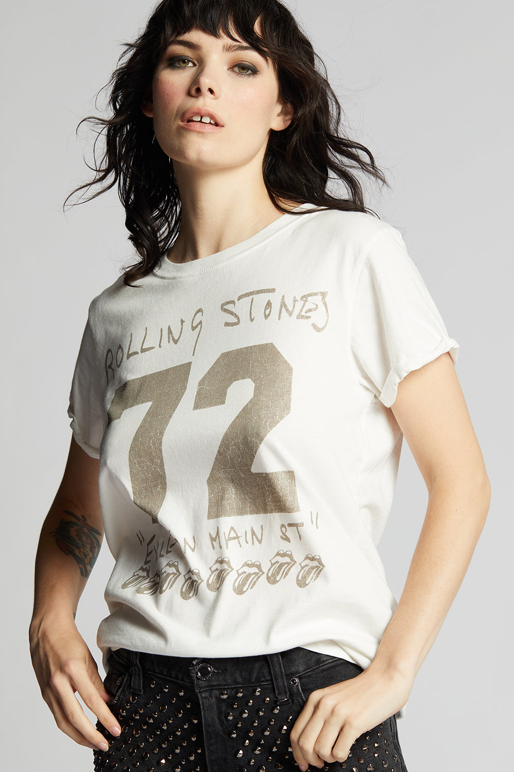 Women's Rolling Stones 1972 T-shirt in White with iconic album graphics