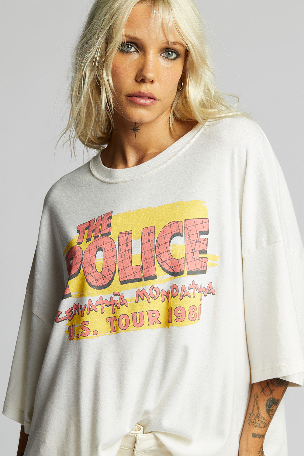 Unisex The Police 1981 US Tour One Size T-shirt in Pearl with tour graphics