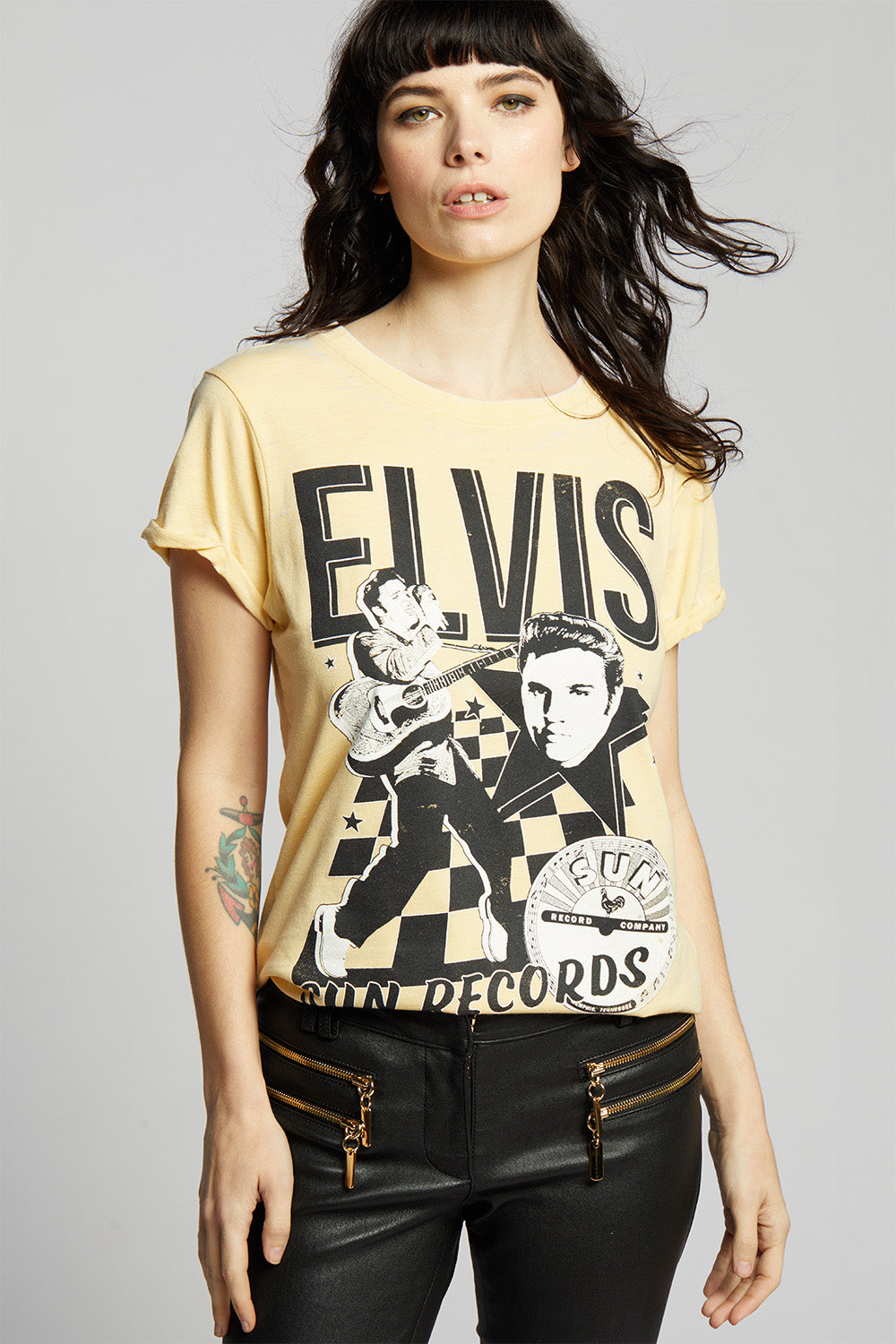 Women's Elvis X Sun Records T-shirt in Butter with photo graphic