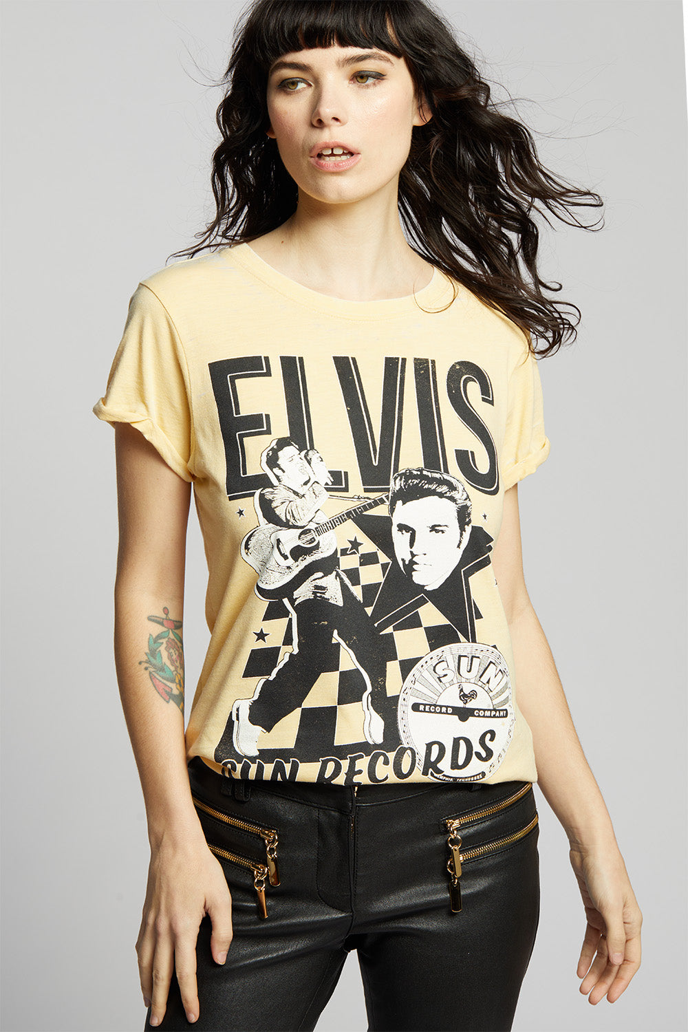 Women's Elvis X Sun Records T-shirt in Butter with photo graphic