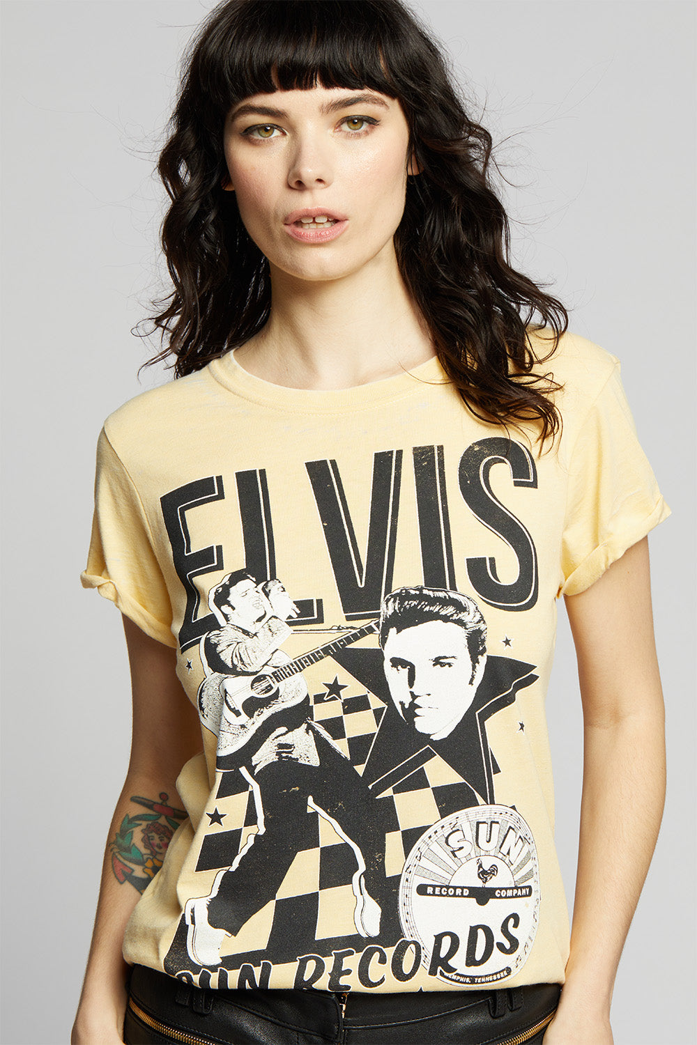 Women's Elvis X Sun Records T-shirt in Butter with photo graphic