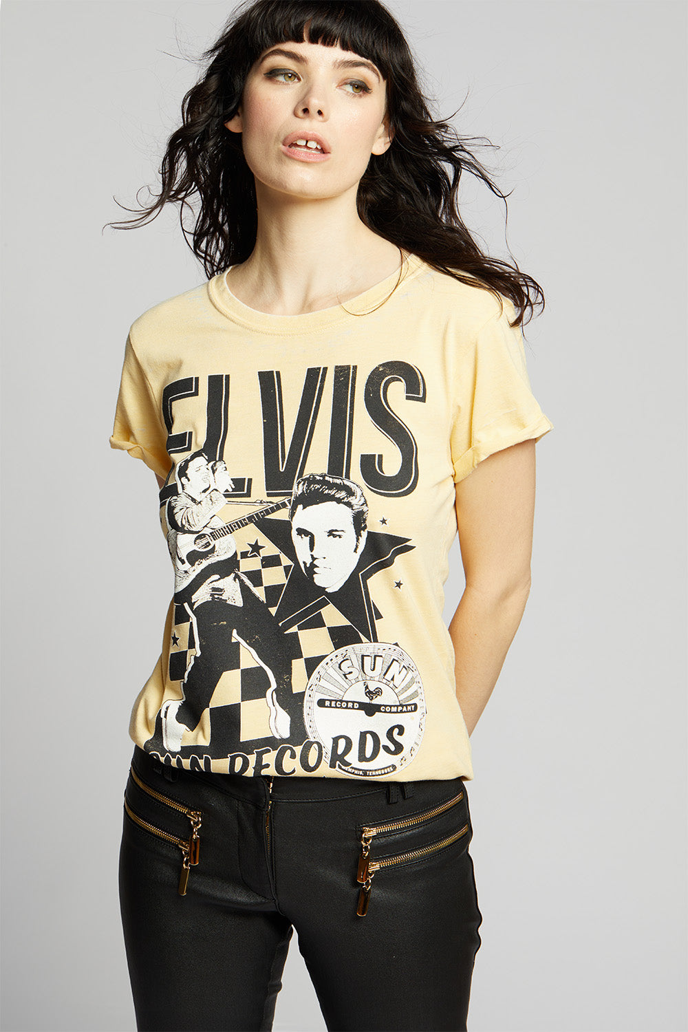 Women's Elvis X Sun Records T-shirt in Butter with photo graphic