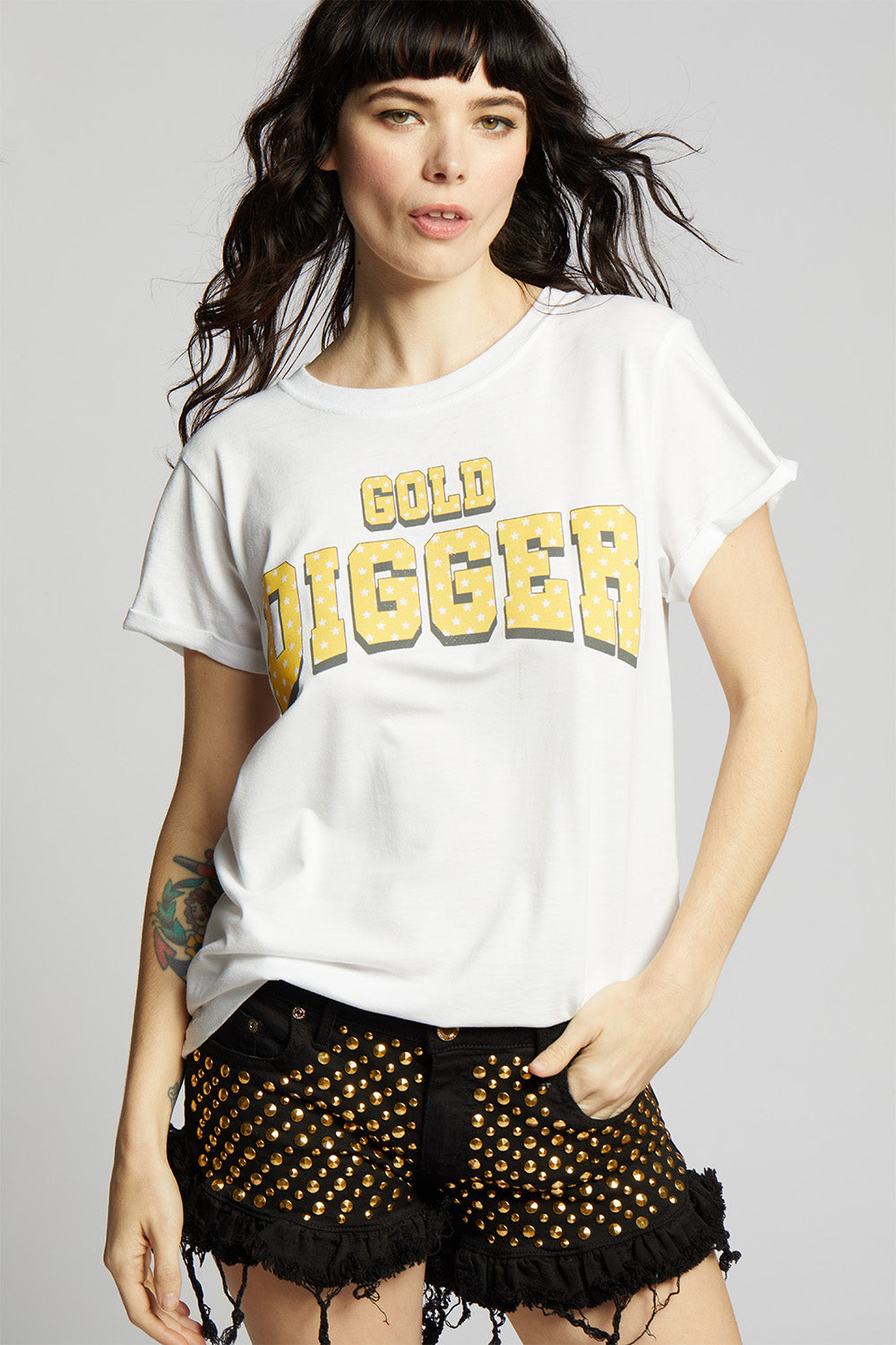 Gold Digger White Vintage Fitted Statement Tee