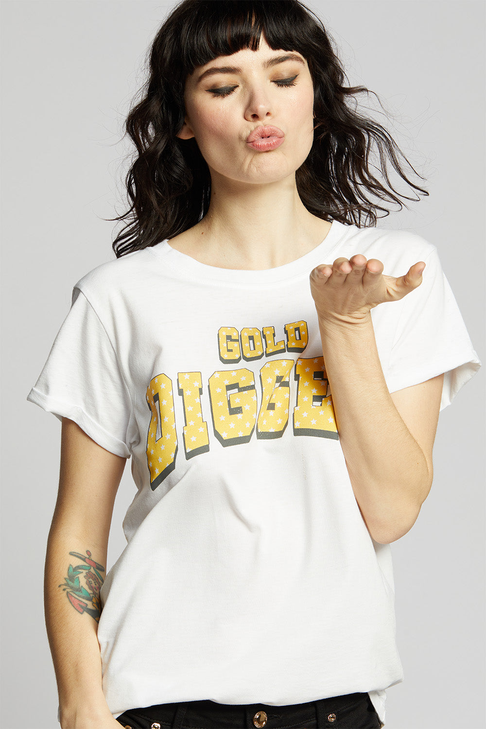Gold Digger White Vintage Fitted Statement Tee