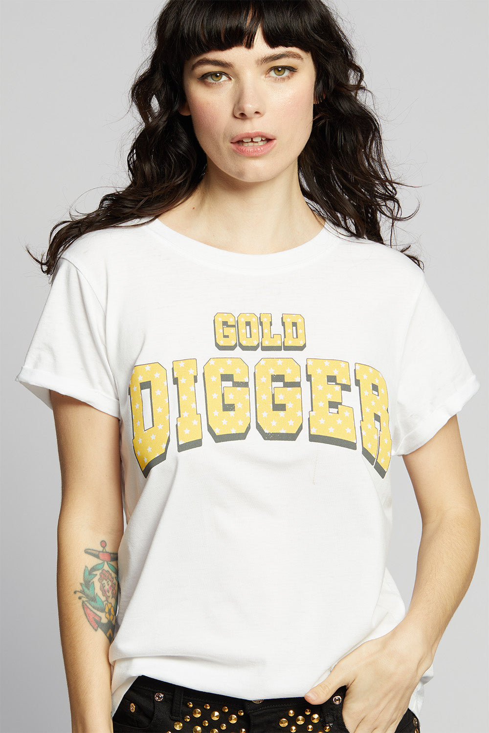 Gold Digger White Vintage Fitted Statement Tee