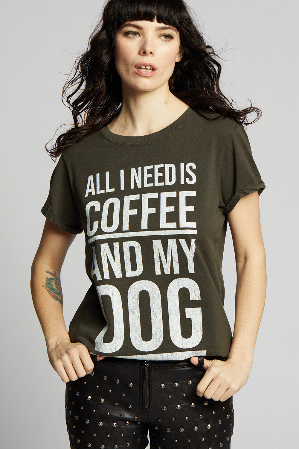 All I Need Is Coffee And My Dog Fitted Statement Tee