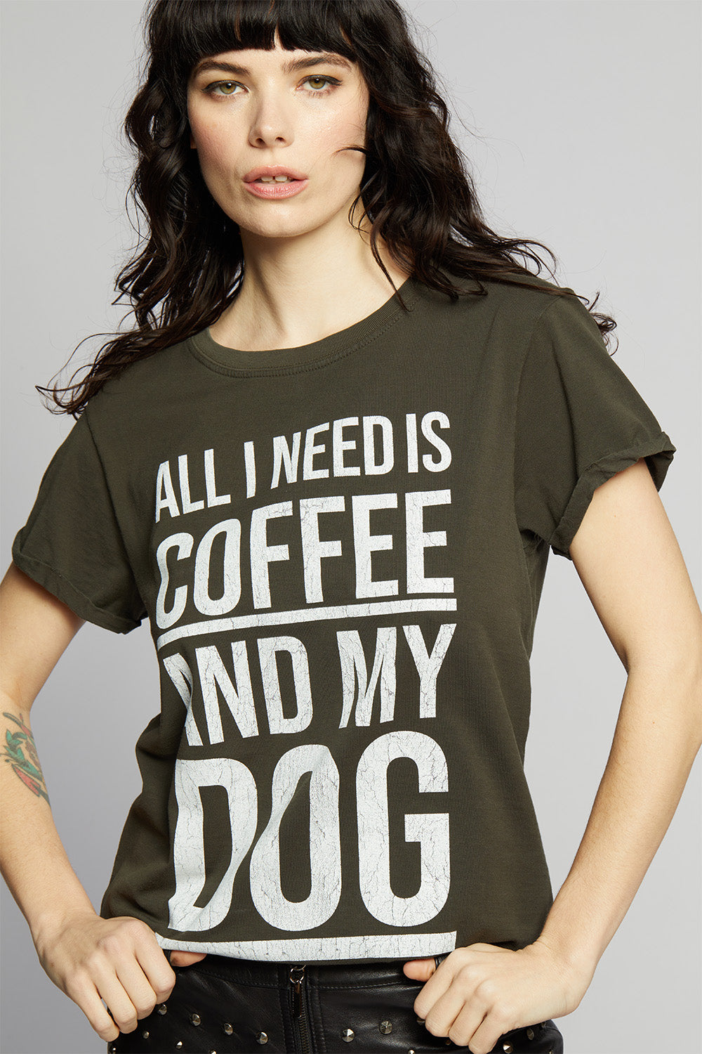 All I Need Is Coffee And My Dog Fitted Statement Tee