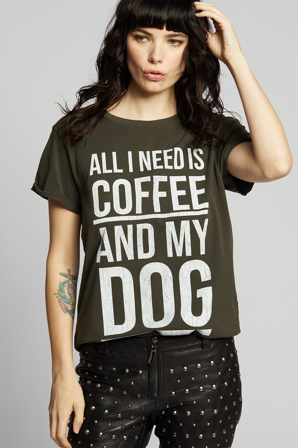 All I Need Is Coffee And My Dog Fitted Statement Tee