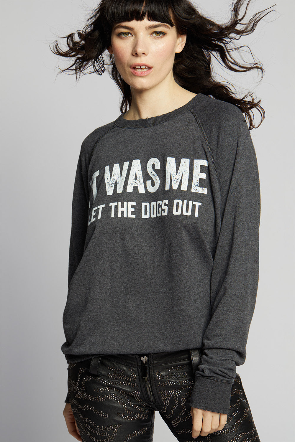 I Let The Dogs Out Oversized Statement Sweatshirt