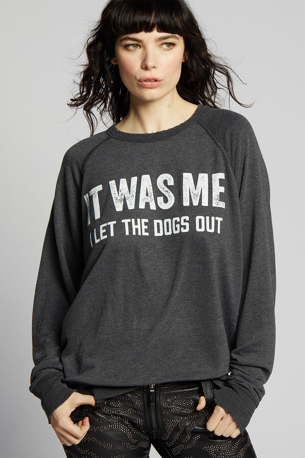 I Let The Dogs Out Oversized Statement Sweatshirt