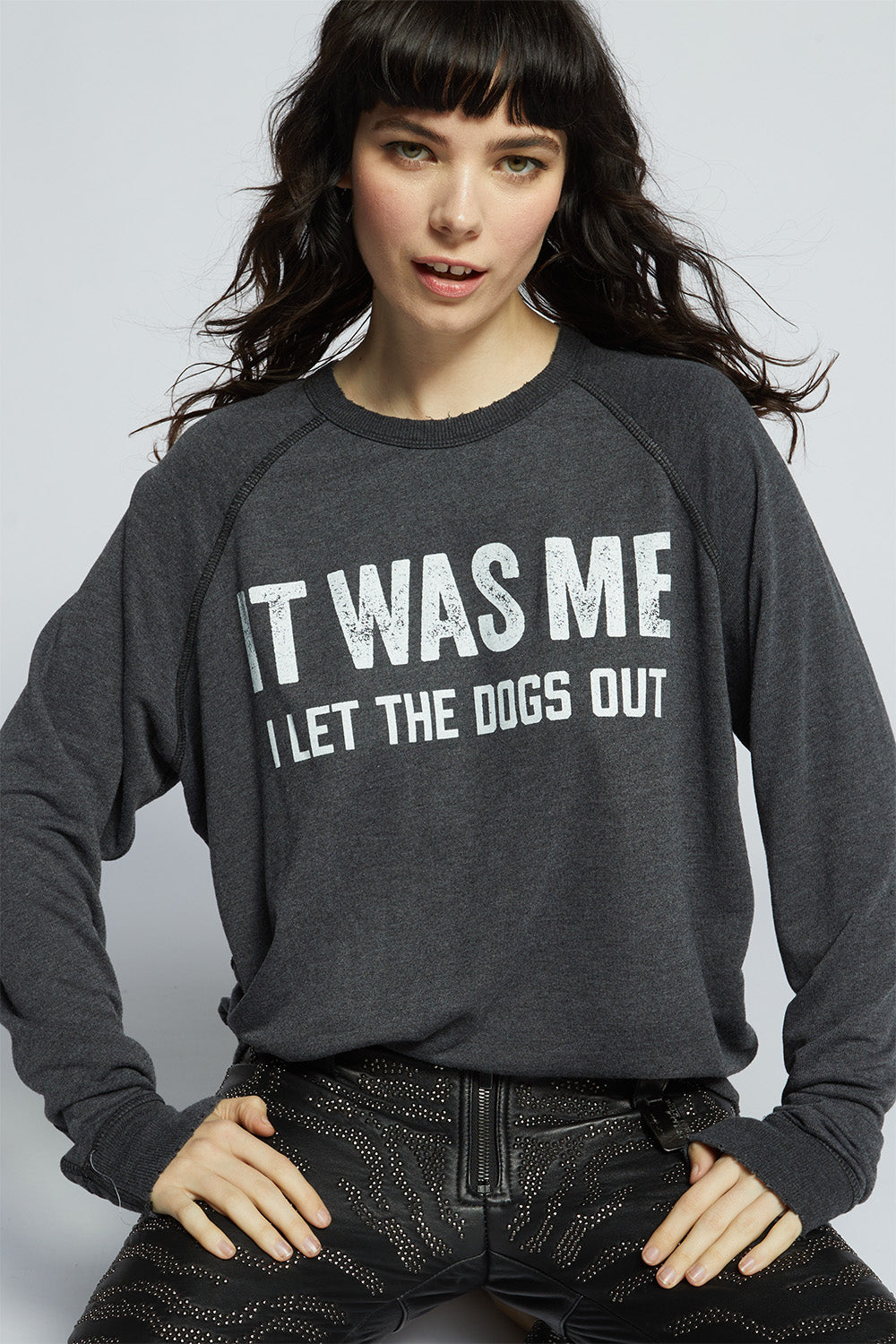 I Let The Dogs Out Oversized Statement Sweatshirt