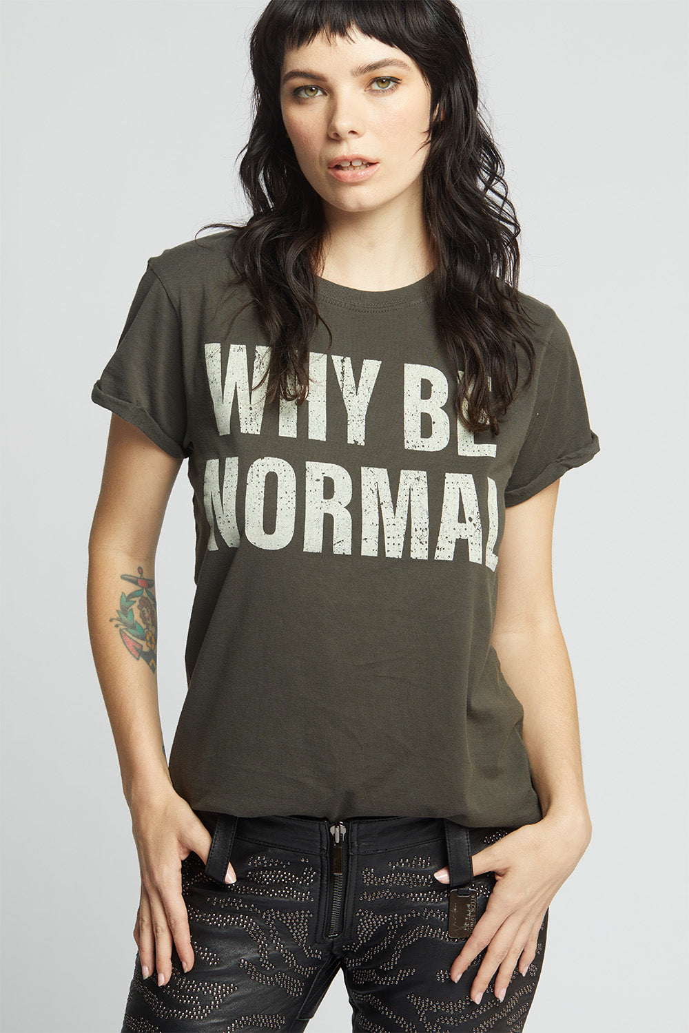 Why Be Normal Fitted Statement Tee