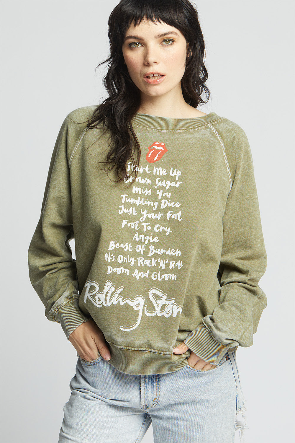 The Rolling Stones Top Hits Oversized Vintage Sweatshirt