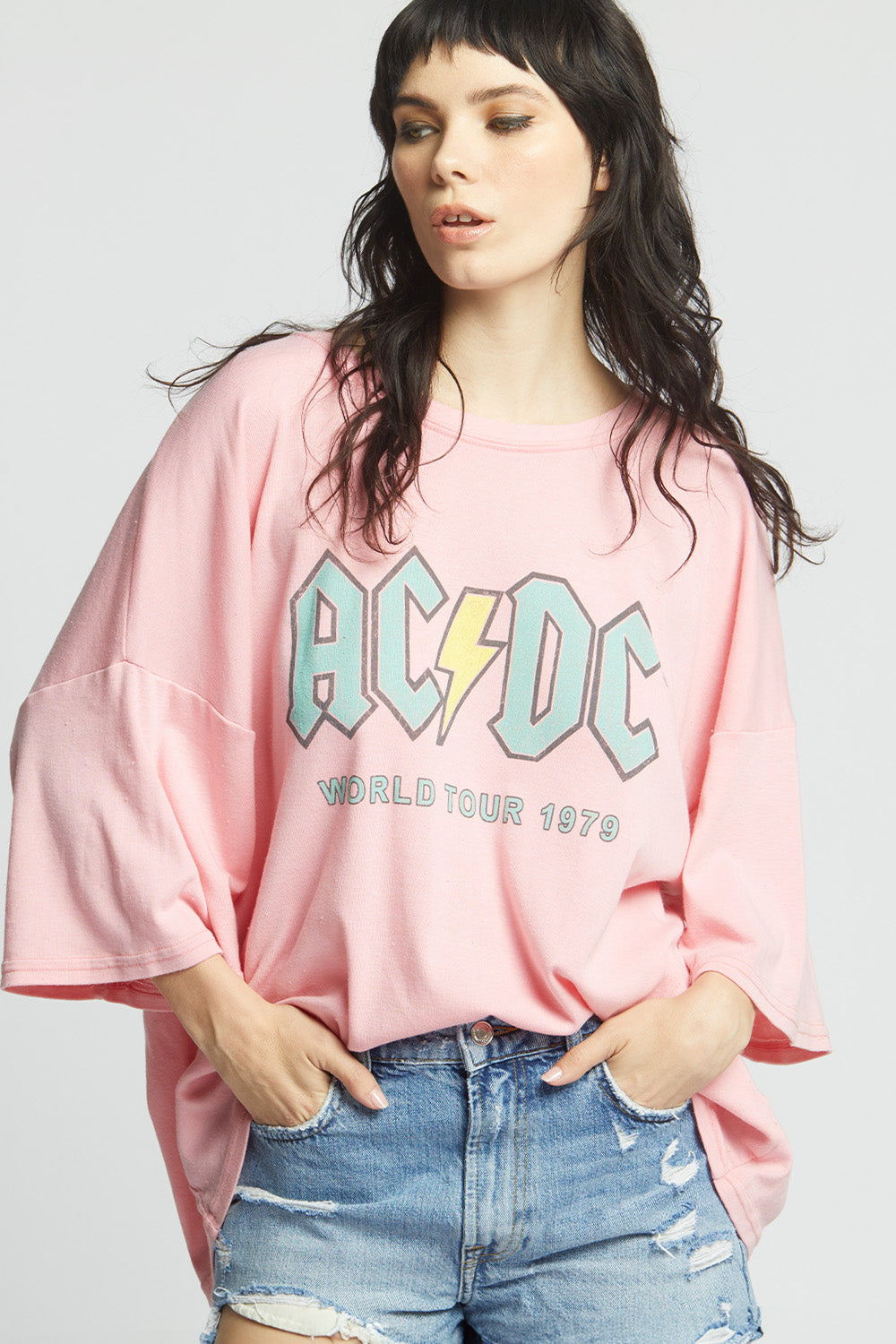 AC/DC 1979 World Tour Pink One Size Band Tee
