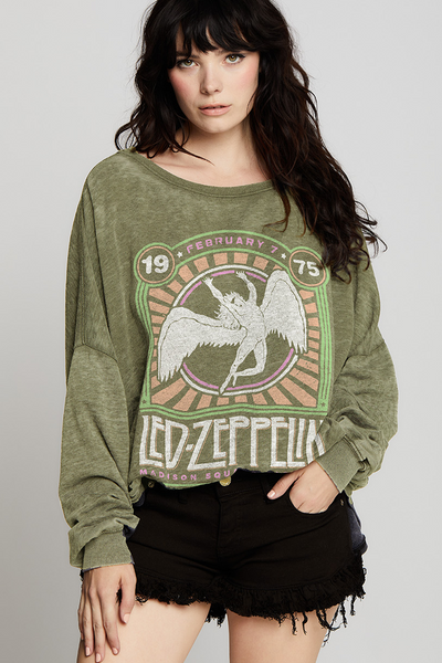 LED ZEPPELIN SHIVERS ’N’ SHAKES Led Zeppelin 1975 One Size Sweatshirt – Recycled Karma Brands
