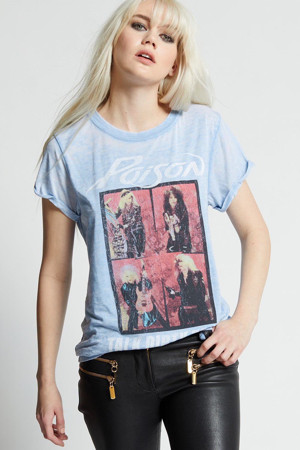 Washed Denim Poison “Talk Dirty To Me” Fitted T-Shirt