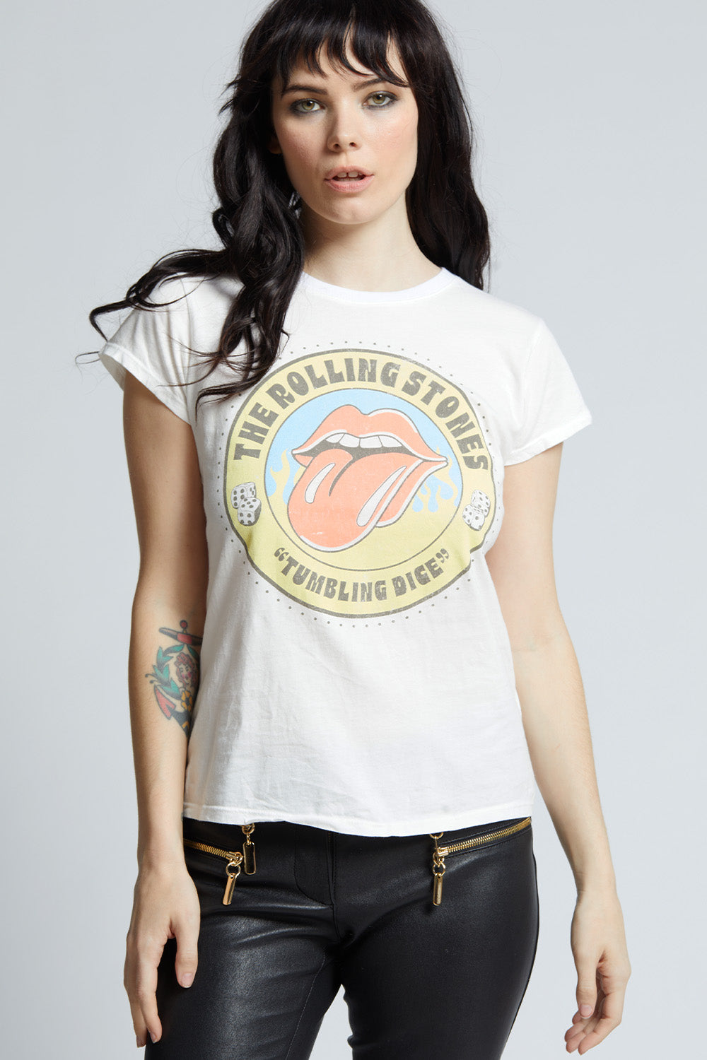 The Rolling Stones 1972 Party Vintage White Baby Tee