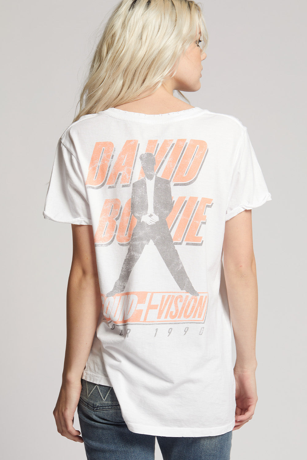 Women's David Bowie Sound + Vision Tour T-shirt in White with orange and black graphics