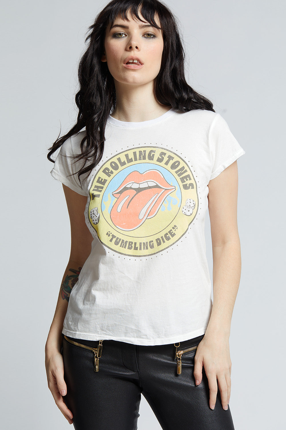 The Rolling Stones 1972 Party Vintage White Baby Tee
