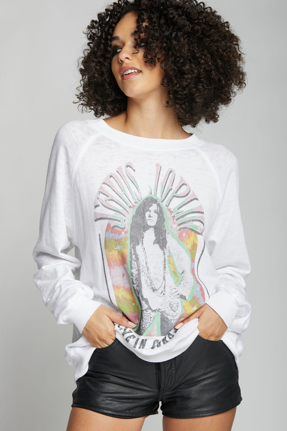 Janis Joplin Live In Concert White Oversized Sweatshirt