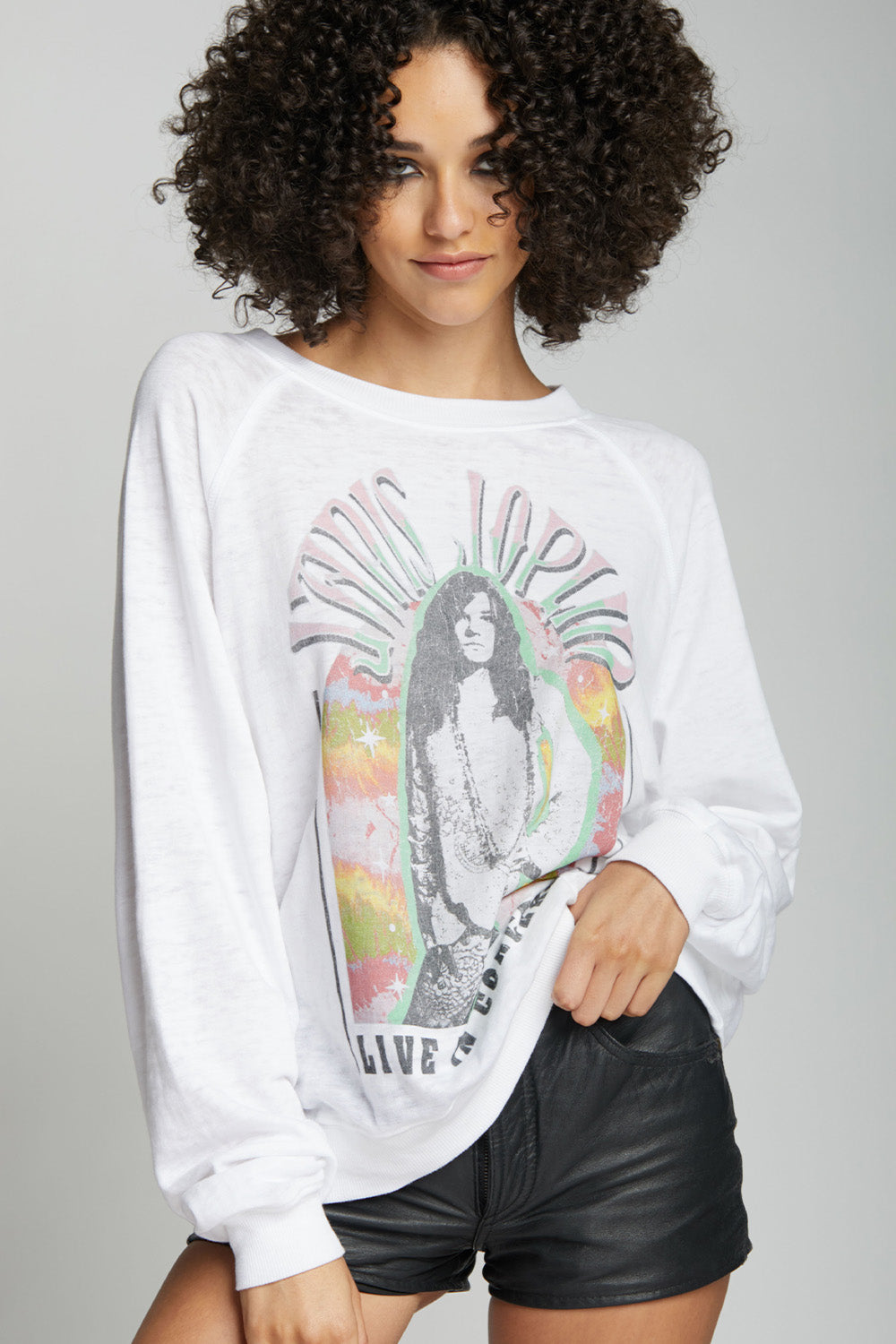Janis Joplin Live In Concert White Oversized Sweatshirt