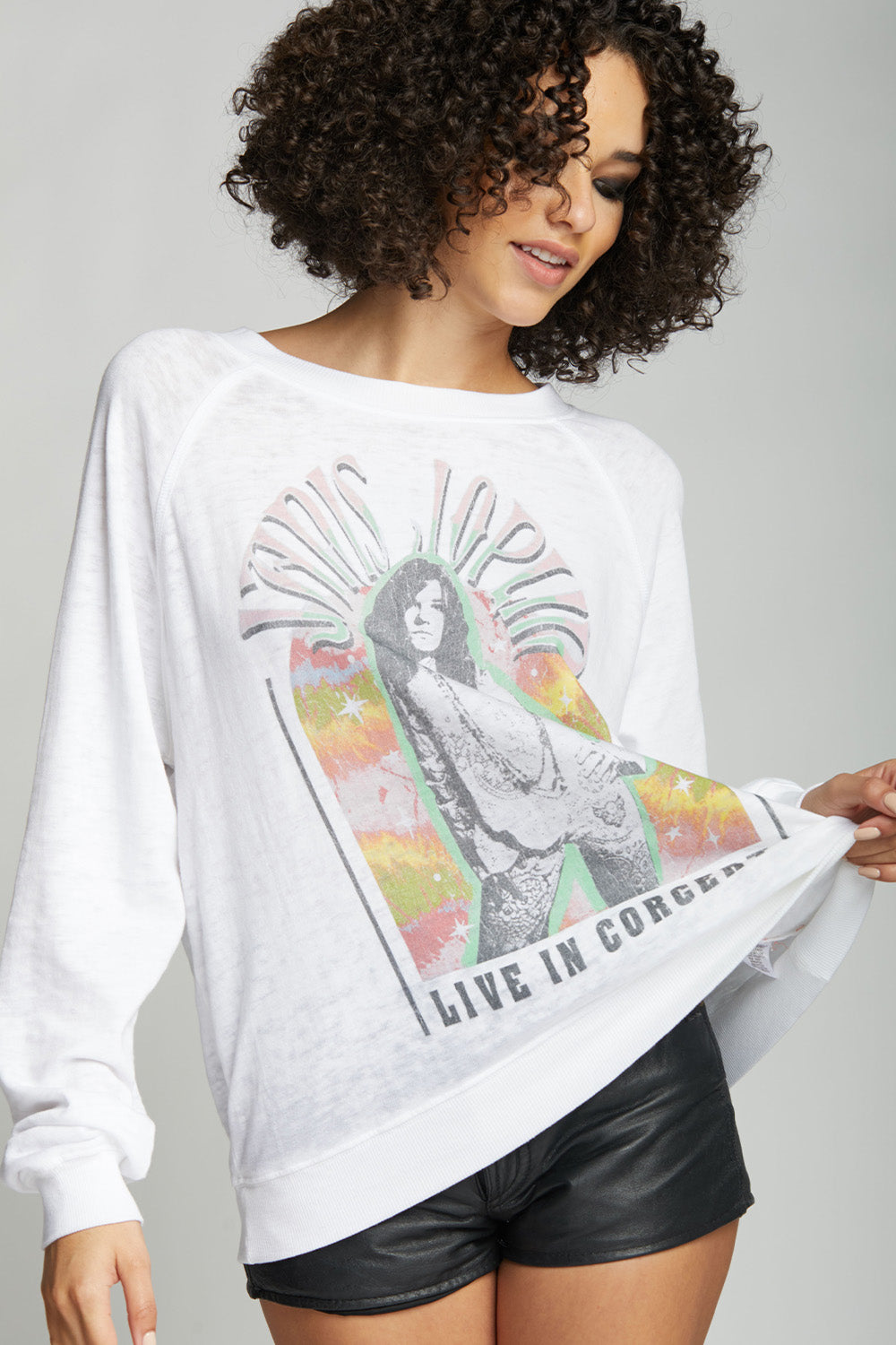 Janis Joplin Live In Concert White Oversized Sweatshirt