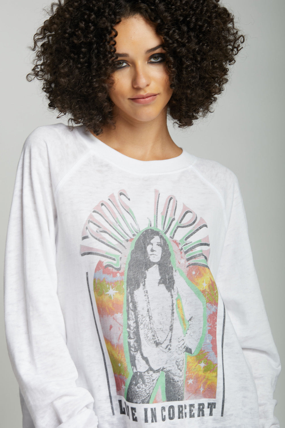 Janis Joplin Live In Concert White Oversized Sweatshirt