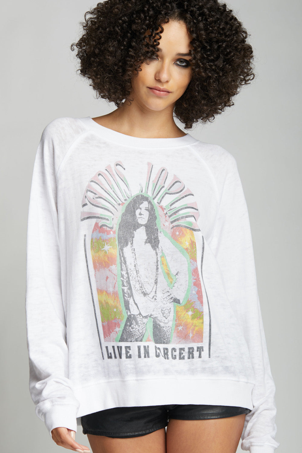 Janis Joplin Live In Concert White Oversized Sweatshirt