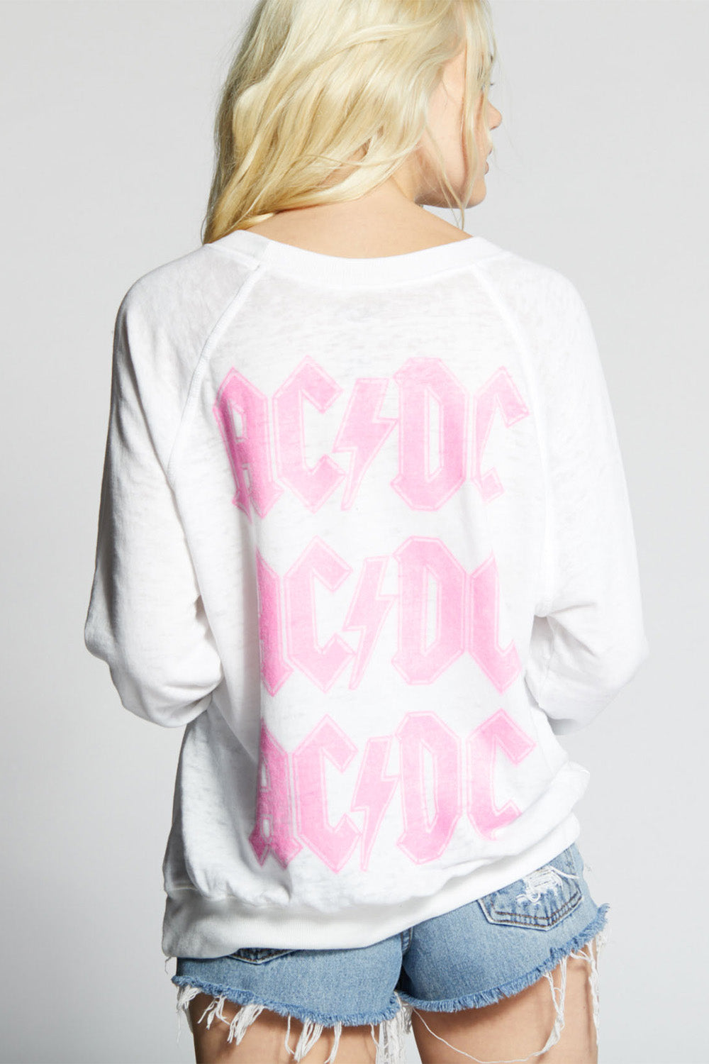 AC/DC Bolt Rock Out White Oversized Sweatshirt